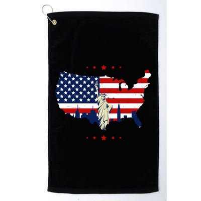 4th Of July American Flag Statue Of Liberty Golf Towel
