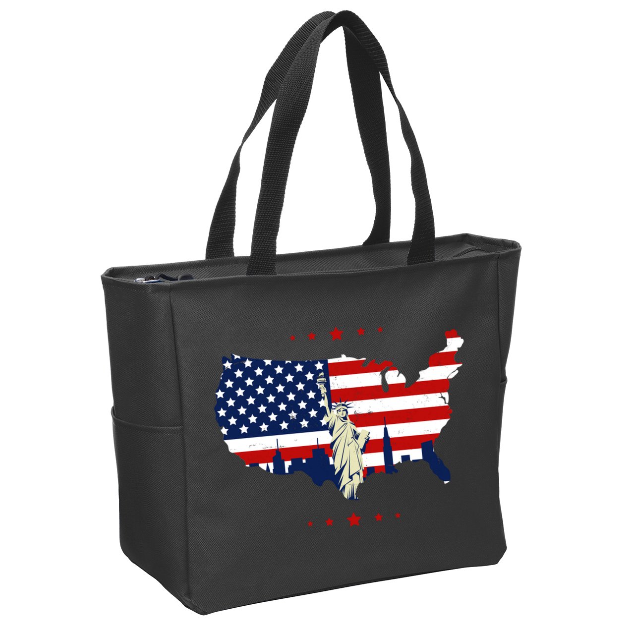 4th Of July American Flag Statue Of Liberty Zip Tote Bag