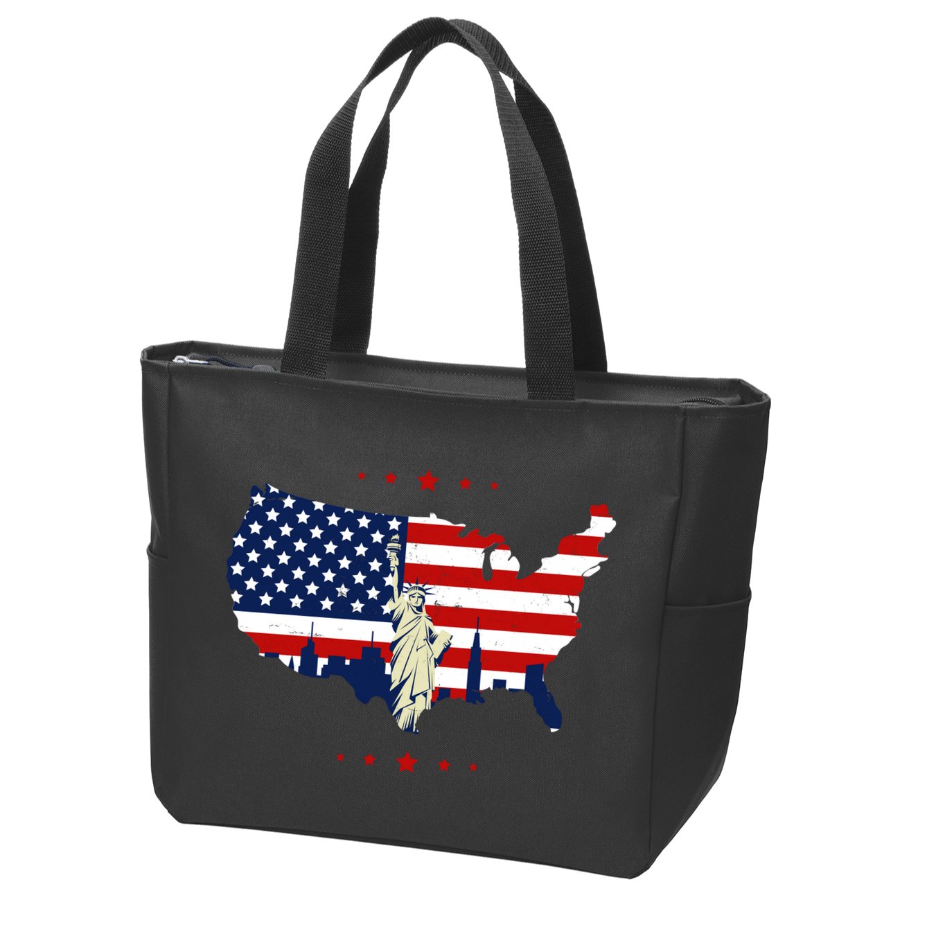 4th Of July American Flag Statue Of Liberty Zip Tote Bag