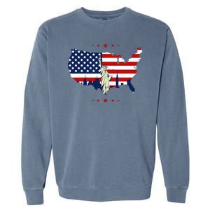 4th Of July American Flag Statue Of Liberty Garment-Dyed Sweatshirt