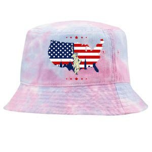 4th Of July American Flag Statue Of Liberty Tie-Dyed Bucket Hat