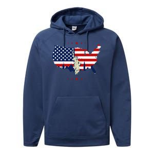 4th Of July American Flag Statue Of Liberty Performance Fleece Hoodie