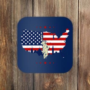 4th Of July American Flag Statue Of Liberty Coaster