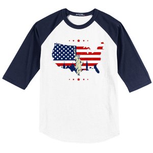 4th Of July American Flag Statue Of Liberty Baseball Sleeve Shirt