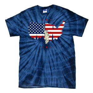 4th Of July American Flag Statue Of Liberty Tie-Dye T-Shirt