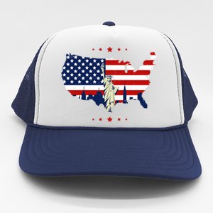 4th Of July American Flag Statue Of Liberty Trucker Hat