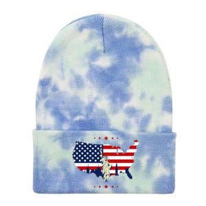 4th Of July American Flag Statue Of Liberty Tie Dye 12in Knit Beanie