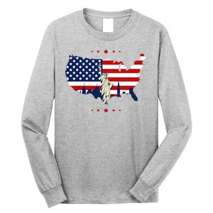 4th Of July American Flag Statue Of Liberty Long Sleeve Shirt