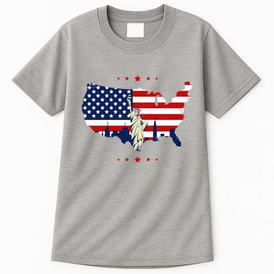 4th Of July American Flag Statue Of Liberty Tall T-Shirt