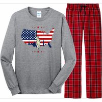 4th Of July American Flag Statue Of Liberty Long Sleeve Pajama Set