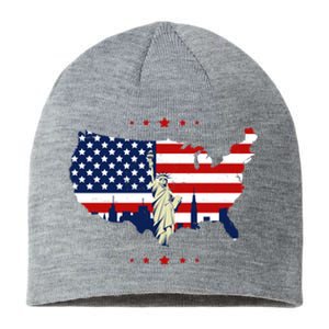 4th Of July American Flag Statue Of Liberty Sustainable Beanie