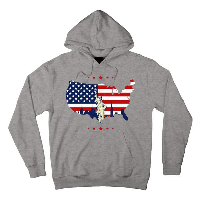 4th Of July American Flag Statue Of Liberty Tall Hoodie