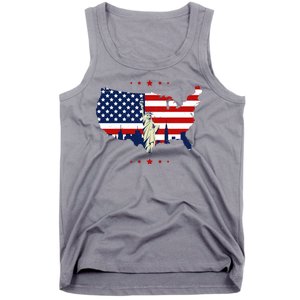 4th Of July American Flag Statue Of Liberty Tank Top