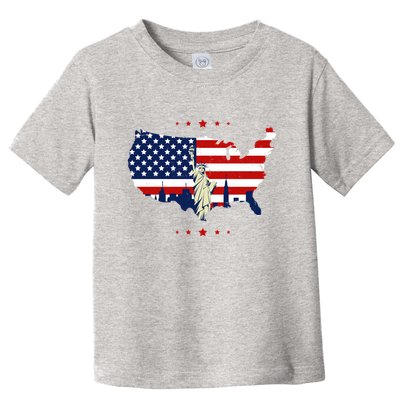 4th Of July American Flag Statue Of Liberty Toddler T-Shirt