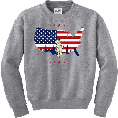 4th Of July American Flag Statue Of Liberty Kids Sweatshirt