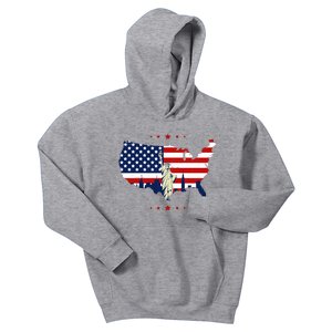 4th Of July American Flag Statue Of Liberty Kids Hoodie