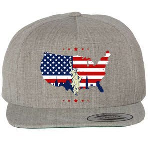 4th Of July American Flag Statue Of Liberty Wool Snapback Cap