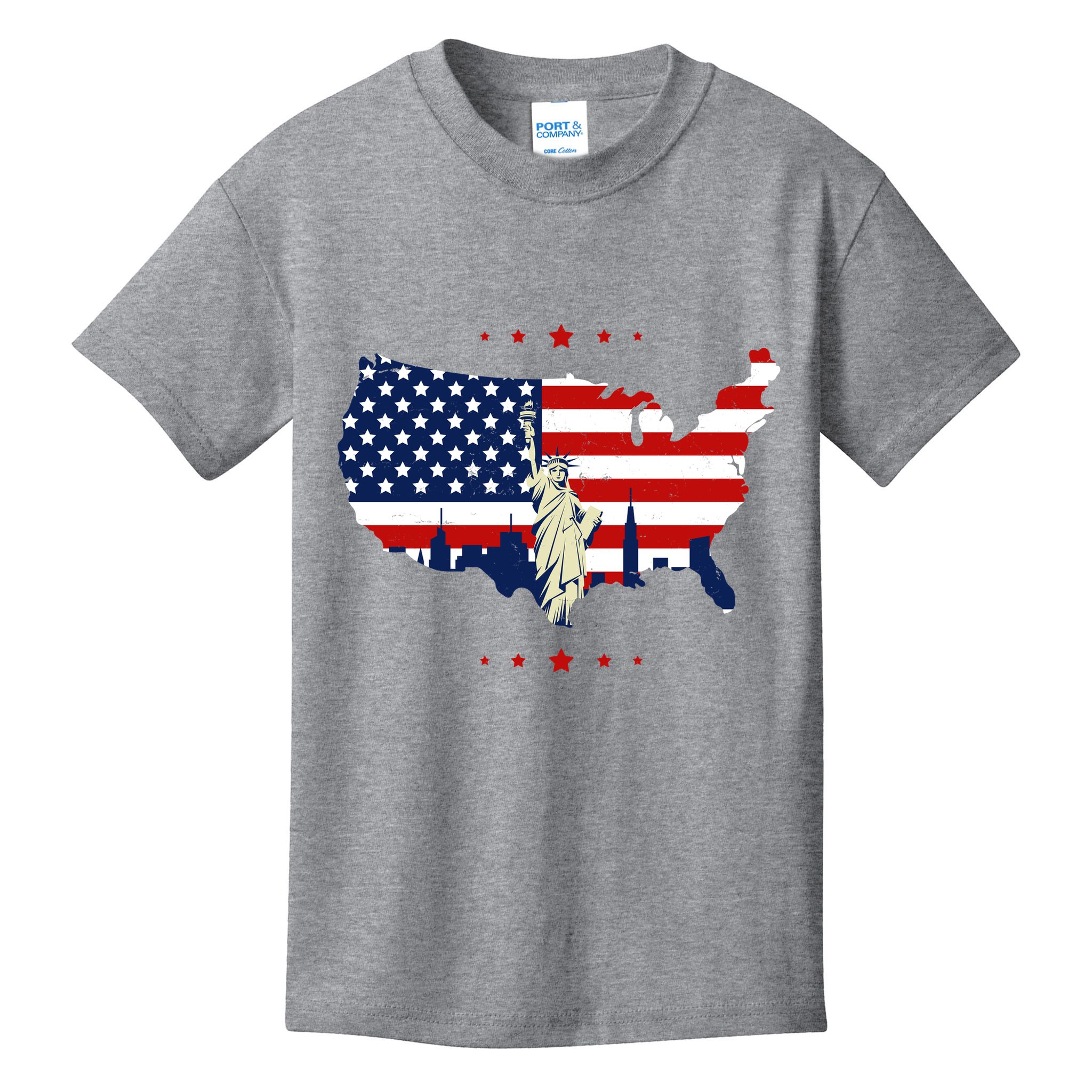 4th Of July American Flag Statue Of Liberty Kids T-Shirt