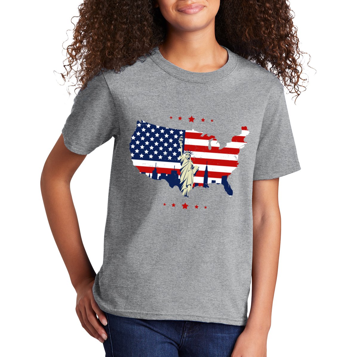 4th Of July American Flag Statue Of Liberty Kids T-Shirt