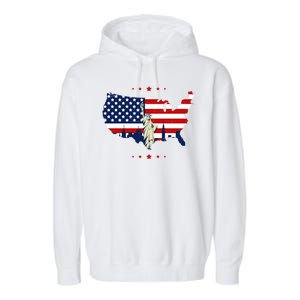 4th Of July American Flag Statue Of Liberty Garment-Dyed Fleece Hoodie