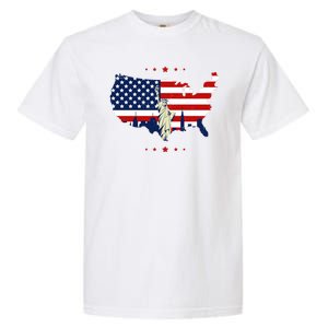 4th Of July American Flag Statue Of Liberty Garment-Dyed Heavyweight T-Shirt