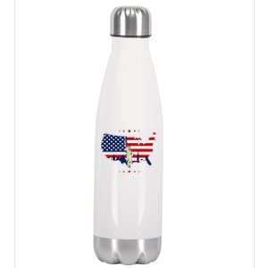 4th Of July American Flag Statue Of Liberty Stainless Steel Insulated Water Bottle