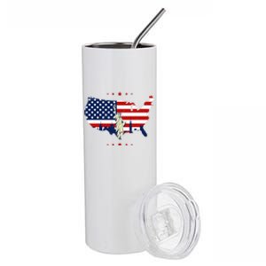 4th Of July American Flag Statue Of Liberty Stainless Steel Tumbler