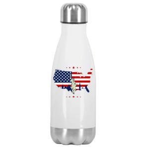 4th Of July American Flag Statue Of Liberty Stainless Steel Insulated Water Bottle