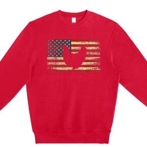 4th of July Chicken Patriotic American Flag Wo Girl Premium Crewneck Sweatshirt