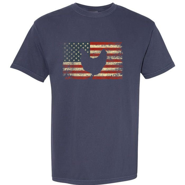 4th of July Chicken Patriotic American Flag Wo Girl Garment-Dyed Heavyweight T-Shirt