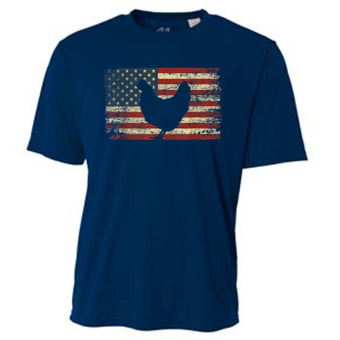 4th of July Chicken Patriotic American Flag Wo Girl Cooling Performance Crew T-Shirt