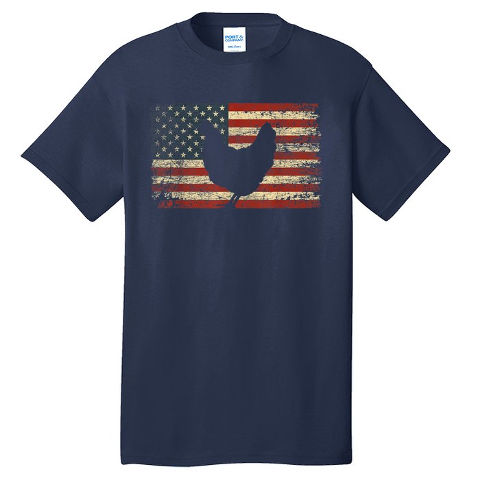 4th of July Chicken Patriotic American Flag Wo Girl Tall T-Shirt