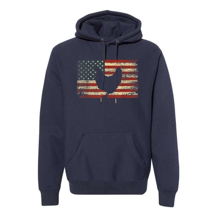 4th of July Chicken Patriotic American Flag Wo Girl Premium Hoodie