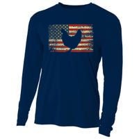 4th of July Chicken Patriotic American Flag Wo Girl Cooling Performance Long Sleeve Crew