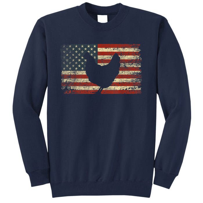 4th of July Chicken Patriotic American Flag Wo Girl Tall Sweatshirt