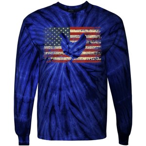 4th of July Chicken Patriotic American Flag Wo Girl Tie-Dye Long Sleeve Shirt