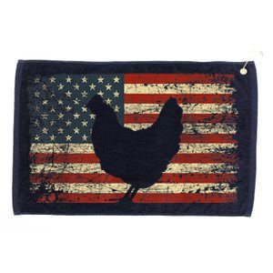 4th of July Chicken Patriotic American Flag Wo Girl Grommeted Golf Towel