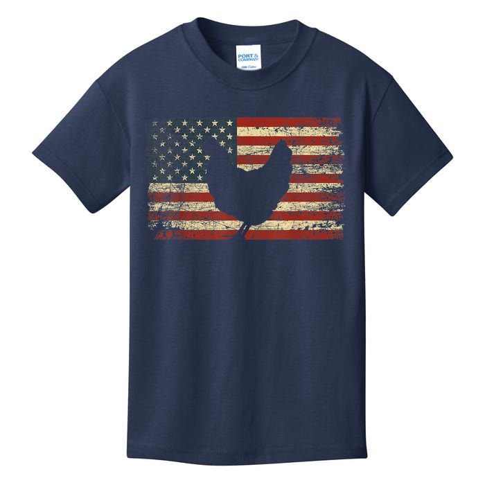 4th of July Chicken Patriotic American Flag Wo Girl Kids T-Shirt