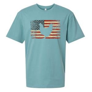 4th of July Chicken Patriotic American Flag Wo Girl Sueded Cloud Jersey T-Shirt