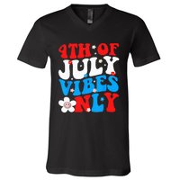 4th Of July Vibes Only 4th Of July Women Men V-Neck T-Shirt