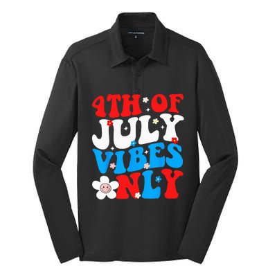 4th Of July Vibes Only 4th Of July Women Men Silk Touch Performance Long Sleeve Polo