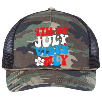 4th Of July Vibes Only 4th Of July Women Men Retro Rope Trucker Hat Cap