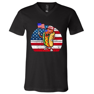 4th Of July Hot Dog Hotdog 4th Of July V-Neck T-Shirt