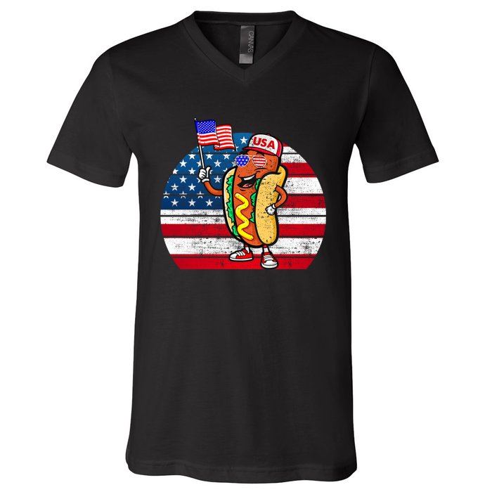 4th Of July Hot Dog Hotdog 4th Of July V-Neck T-Shirt