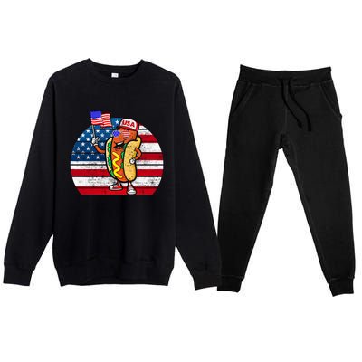 4th Of July Hot Dog Hotdog 4th Of July Premium Crewneck Sweatsuit Set