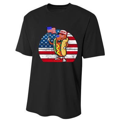 4th Of July Hot Dog Hotdog 4th Of July Performance Sprint T-Shirt