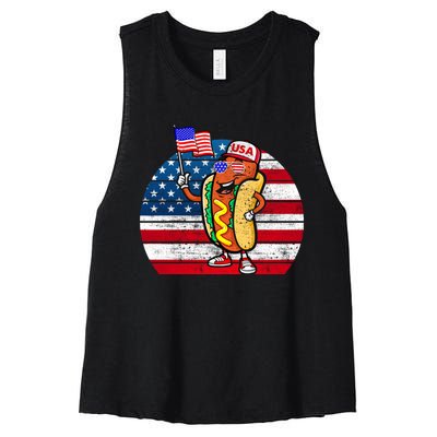 4th Of July Hot Dog Hotdog 4th Of July Women's Racerback Cropped Tank