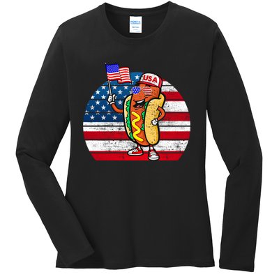 4th Of July Hot Dog Hotdog 4th Of July Ladies Long Sleeve Shirt