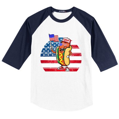 4th Of July Hot Dog Hotdog 4th Of July Baseball Sleeve Shirt