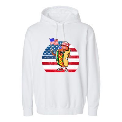 4th Of July Hot Dog Hotdog 4th Of July Garment-Dyed Fleece Hoodie